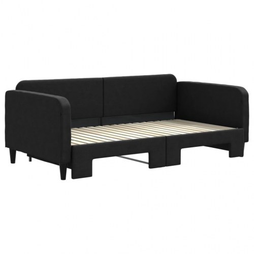 Daybed med udtræk 90x190 cm - stof, sort