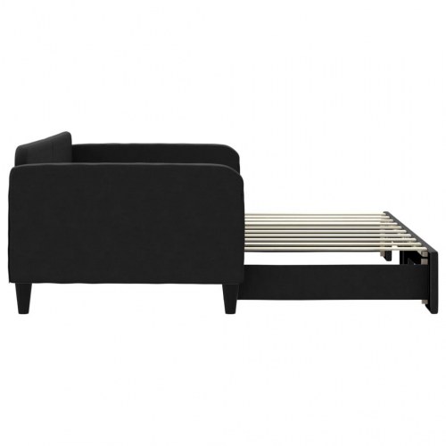 Daybed med udtræk 90x190 cm - stof, sort