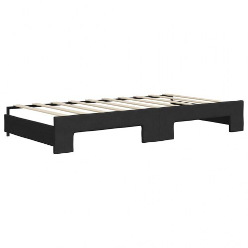 Daybed med udtræk 90x190 cm - stof, sort