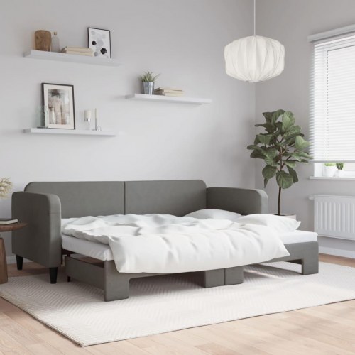 Daybed med udtræk 80×200 cm i stof - mørkegrå