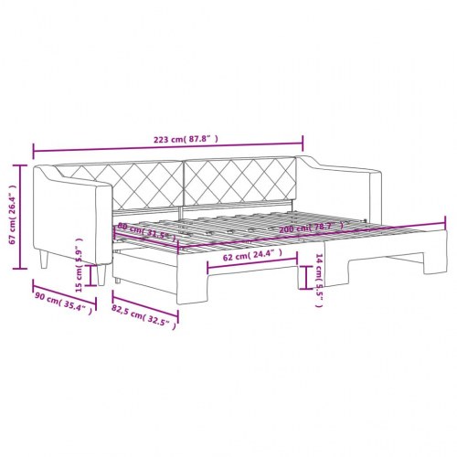 Daybed med udtræk 80 x 200 cm - sort