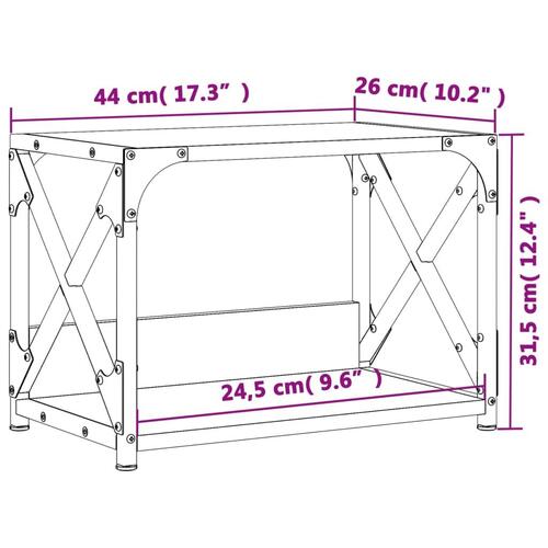 Printerstativ 2 hylder 44x26x31,5 cm konstrueret træ sort