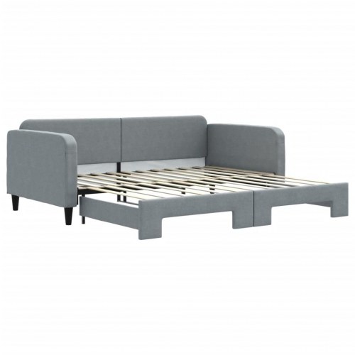 Daybed med udtræk 100×200 cm - stof, lysegrå