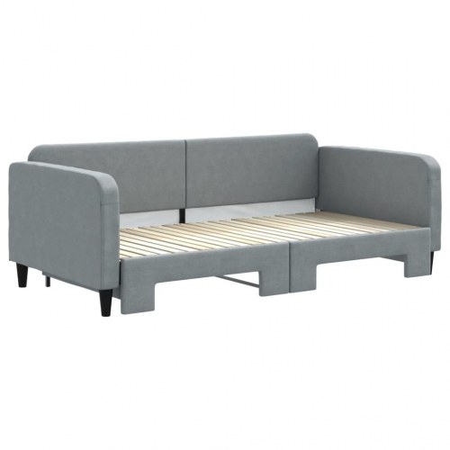 Daybed med udtræk 100×200 cm - stof, lysegrå