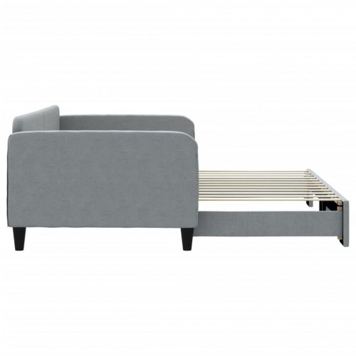 Daybed med udtræk 100×200 cm - stof, lysegrå