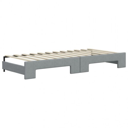 Daybed med udtræk 100×200 cm - stof, lysegrå
