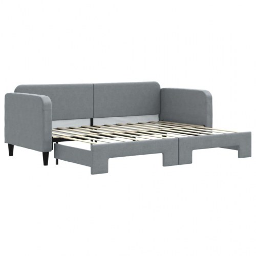 Daybed med udtræk 80×200 cm - stof, lysegrå