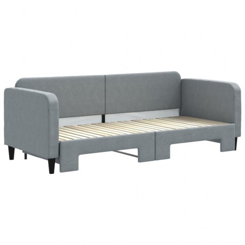 Daybed med udtræk 80×200 cm - stof, lysegrå