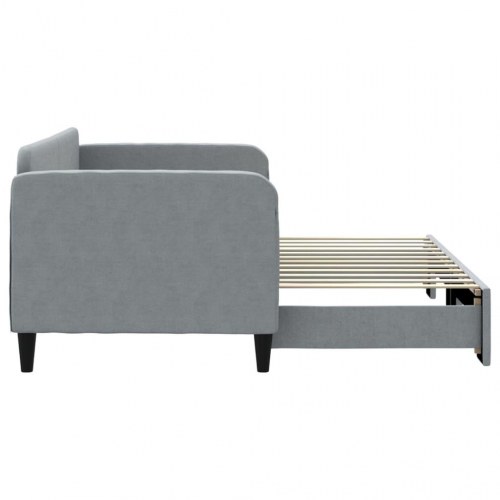 Daybed med udtræk 80×200 cm - stof, lysegrå