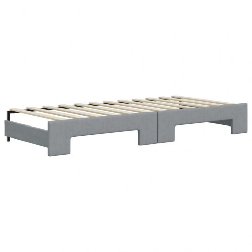 Daybed med udtræk 80×200 cm - stof, lysegrå