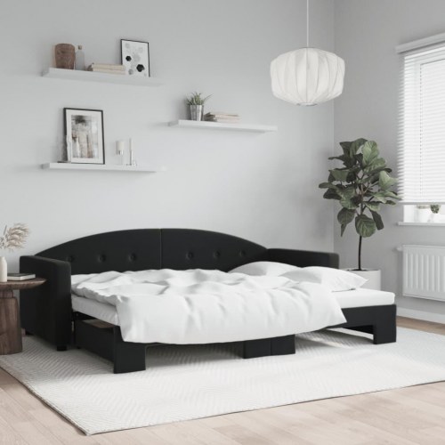 Dagseng med udtræk 80 x 200 cm - sort velour