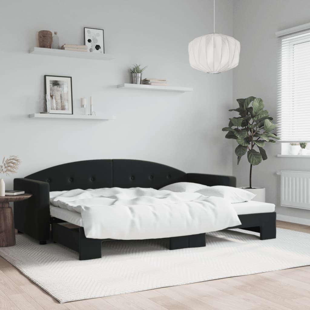 Daybed med udtræk 80x200 cm velour sort billede