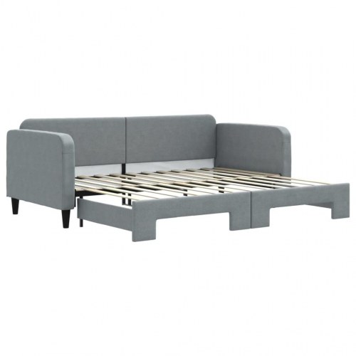 Daybed med udtræk 90×200 cm - stof, lysegrå