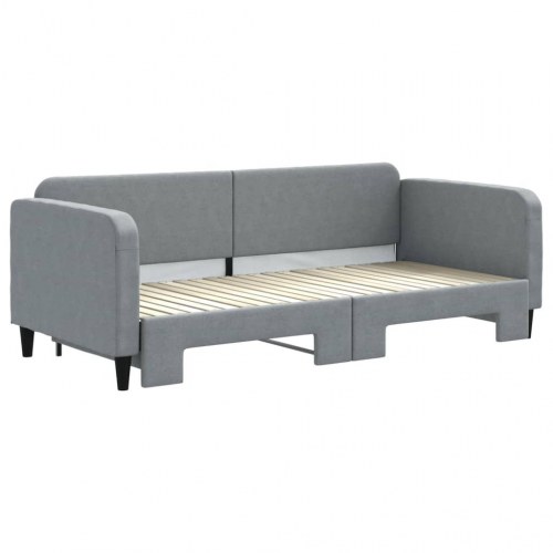 Daybed med udtræk 90×200 cm - stof, lysegrå
