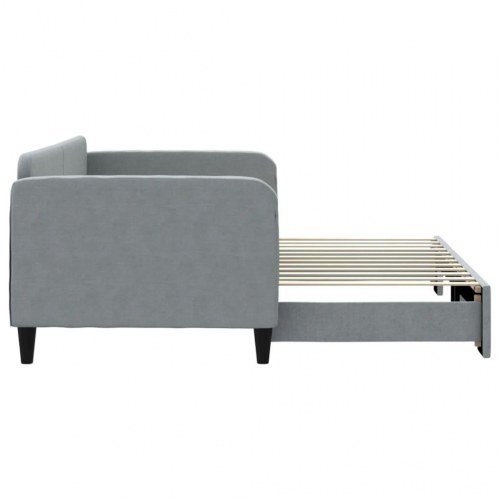 Daybed med udtræk 90×200 cm - stof, lysegrå
