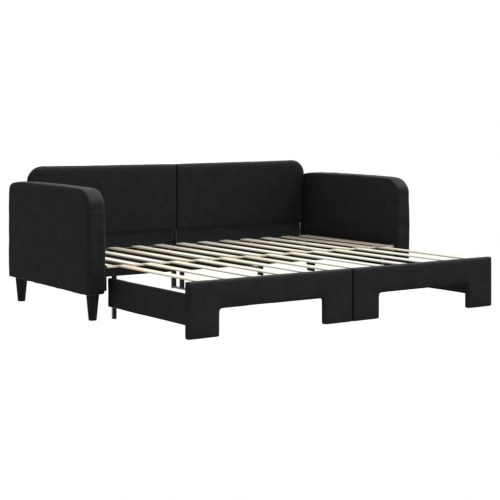 Daybed med udtræk 90x200 cm - stof, sort