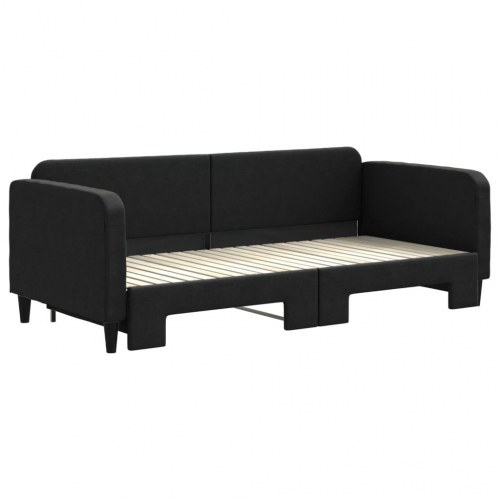 Daybed med udtræk 90x200 cm - stof, sort