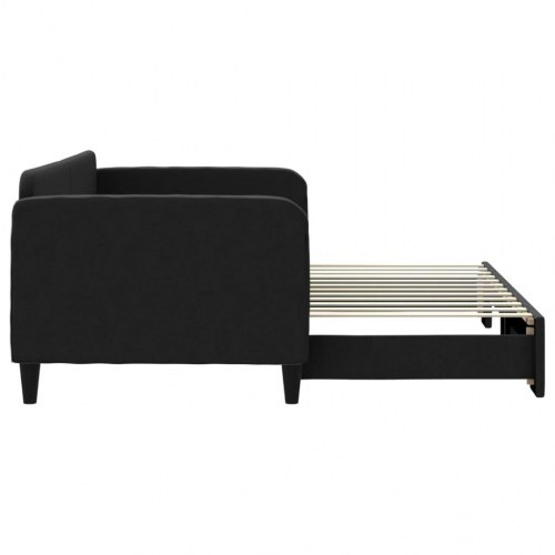 Daybed med udtræk 90x200 cm - stof, sort