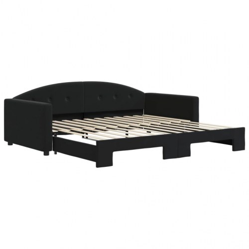 Daybed med udtræk 100 x 200 cm - sort velour