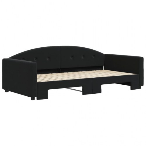 Daybed med udtræk 100 x 200 cm - sort velour