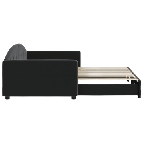Daybed med udtræk 100 x 200 cm - sort velour