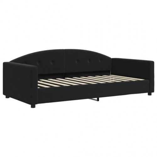 Daybed med udtræk 100 x 200 cm - sort velour