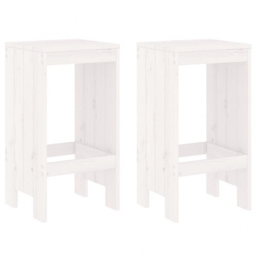 Barstole 2 stk. i massivt fyrretræ - hvid, 40×36×75 cm