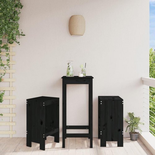 Barstole 2 stk. - massivt fyrretræ, sort, 40×36×75 cm