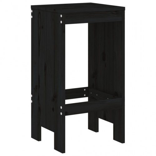 Barstole 2 stk. - massivt fyrretræ, sort, 40×36×75 cm