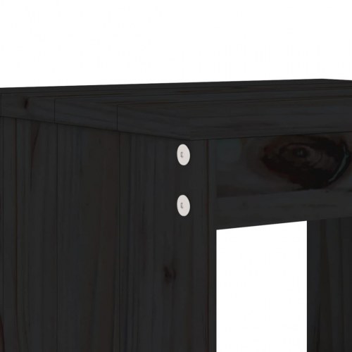 Barstole 2 stk. - massivt fyrretræ, sort, 40×36×75 cm