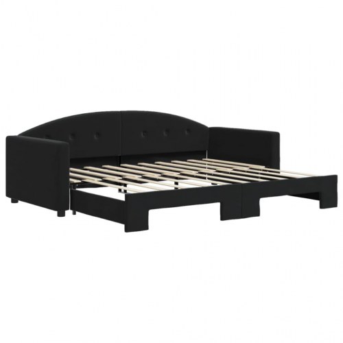Daybed med udtræk 90 x 190 cm i sort velour