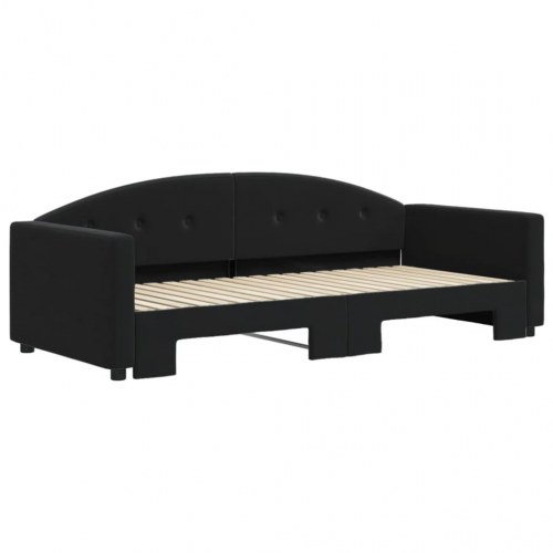 Daybed med udtræk 90 x 190 cm i sort velour