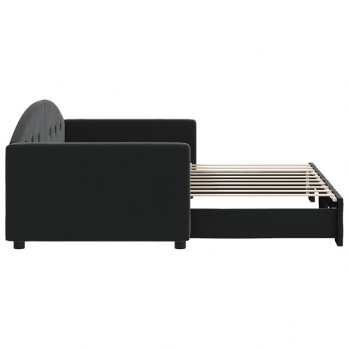 Daybed med udtræk 90 x 190 cm i sort velour