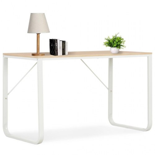 Computerbord 110x60x73 cm hvid og egetræsfarve