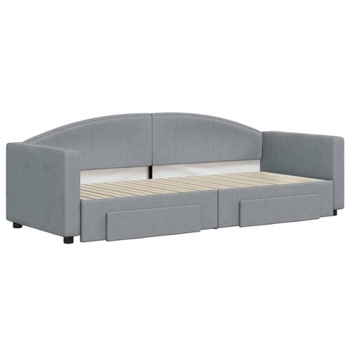 Daybed med udtræk og skuffer 80x200 cm stof lysegrå