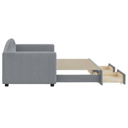 Daybed med udtræk og skuffer 80x200 cm stof lysegrå