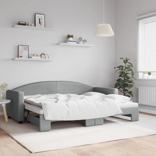Daybed med udtræk 80x200 cm stof lysegrå