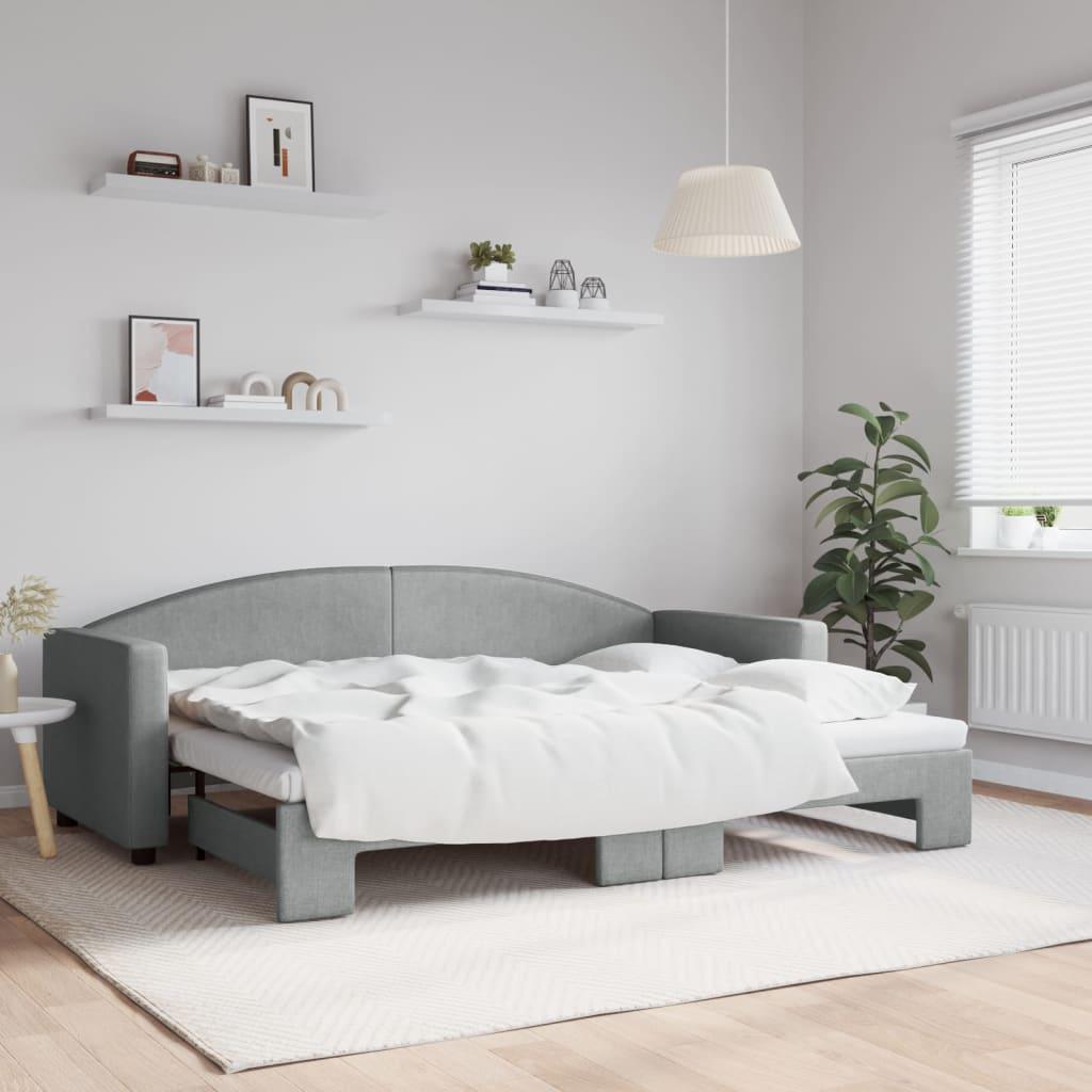 Daybed med udtræk 80x200 cm stof lysegrå