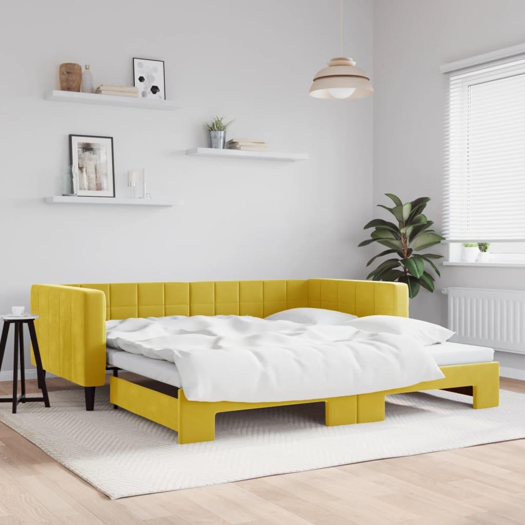 Daybed Velour Gul - med udtræk / 100 x 200 cm