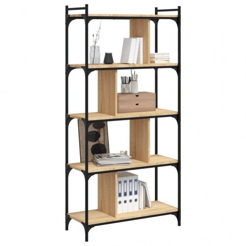 Bogreol med 5 hylder 76 x 32 x 158 cm - sonoma-eg