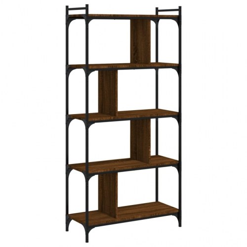 Bogreol med 5 hylder 76 x 32 x 158 cm - brun eg