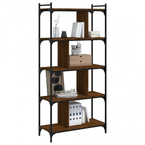 Bogreol med 5 hylder 76 x 32 x 158 cm - brun eg