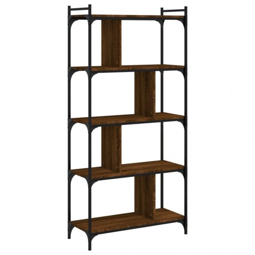 Bogreol med 5 hylder 76 x 32 x 158 cm - brun eg