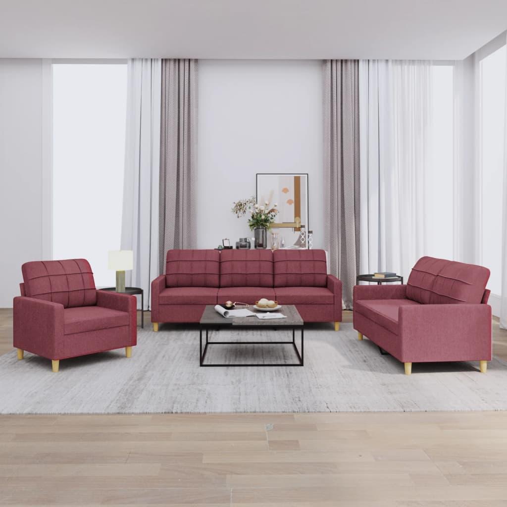 Sofasæt 2 dele med hynder stof vinrød billede
