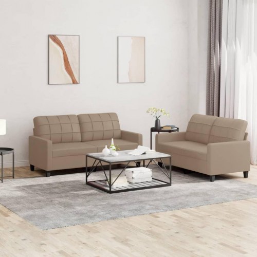 Sofasæt i kunstlæder - 2-pers. + 2-pers., cappuccino