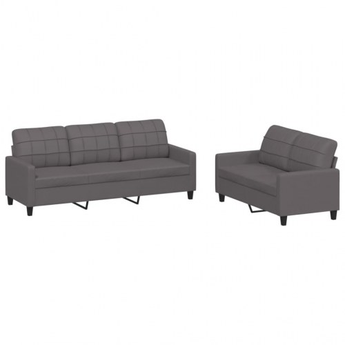 Sofasæt 2 dele med hynder i kunstlæder - grå