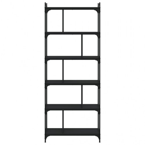 Bogreol med 6 hylder 76x32x192 cm konstrueret træ sort