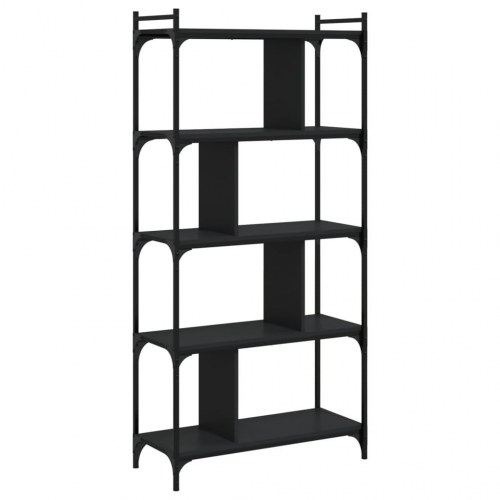 Bogreol med 5 hylder - sort, 76 x 32 x 158 cm