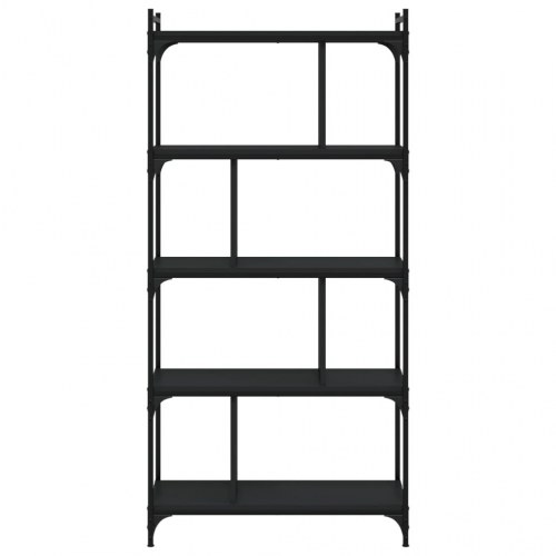 Bogreol med 5 hylder - sort, 76 x 32 x 158 cm