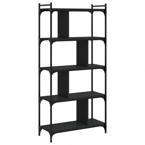 Bogreol med 5 hylder - sort, 76 x 32 x 158 cm